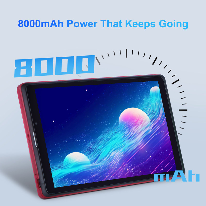 C ideia 8 polegadas Android 12 Tablet 8GB RAM 512GB ROM 8000mAh Bateria 5+8MP Câmera para Estudante com Suporte SIM CM818-vermelho