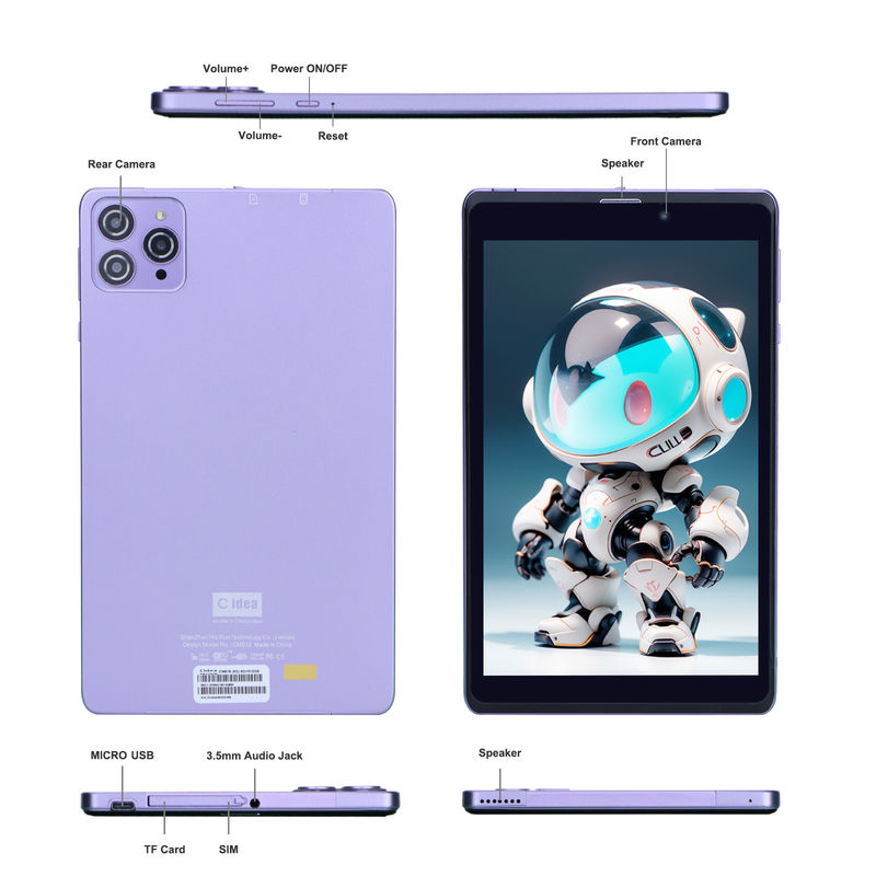 C Idea Portable 8 In Android Tablet PC 8 GB de RAM 512 GB Android 12 Tablet IPS HD Display Quad Core CM818-Purple