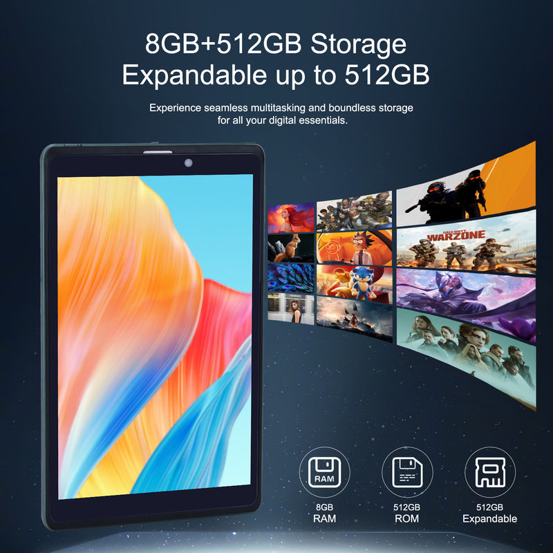 C idea Tablet Android portátil de 8 polegadas com Android 12 Quad Core CPU 8GB RAM 512GB Armazenamento IPS HD Display CM818-Green