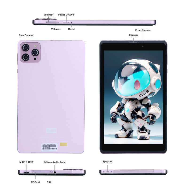 C Idea 8 polegadas Android 12 Tablet 8000mAh Bateria 5MP + 8MP Câmera 8GB RAM 512GB ROM Para Educação Aprendizagem CM818-rosa