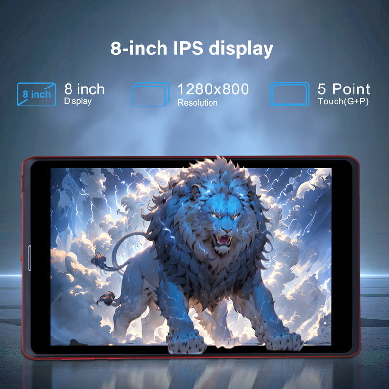 C ideia 8 polegadas Android 12 Tablet 8GB RAM 512GB ROM 8000mAh Bateria 5+8MP Câmera para adolescentes com suporte SIM CM818-vermelho