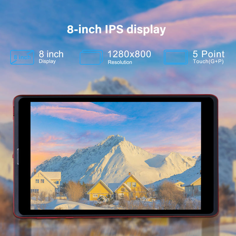 C ideia 8 polegadas Android 12 Tablet 8GB RAM 512GB ROM 8000mAh Bateria 5+8MP Câmera para Estudante com Suporte SIM CM818-vermelho