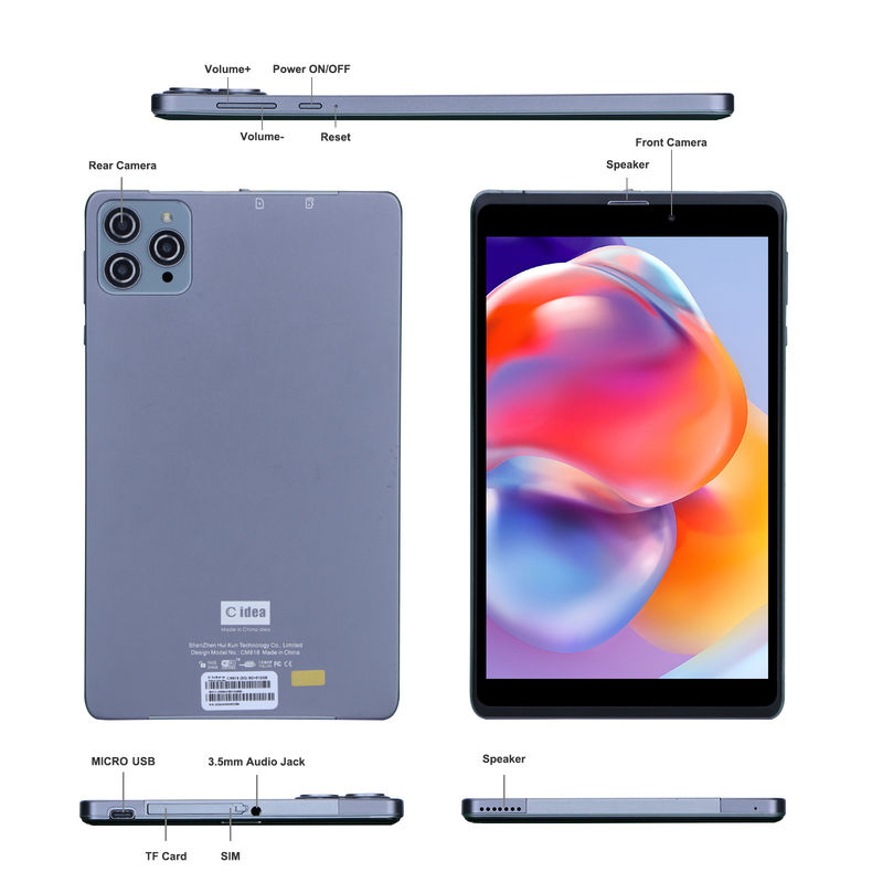 C ideia Android Tablet PC Dual Camera 8 polegadas 1280x800 IPS HD Display Android 12 tablets para estudantes CM818-Grey