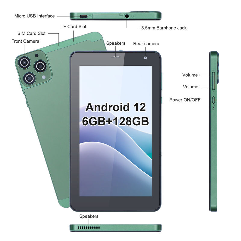 C Idea 7 polegadas Android Tablets 6+128GB Quad Core Touch Screen Tablets para Studenet CM515 ((verde)