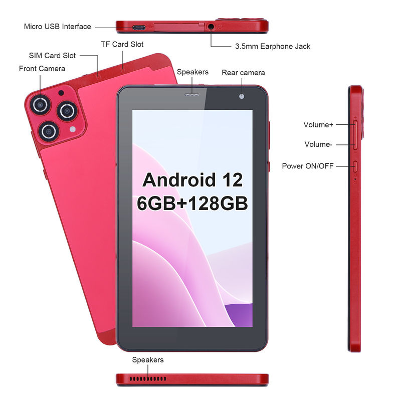 C Idea 7 Inch Small Tablets Quad Core WiFi 5G Android Tablet PC para Educação CM515 ((Red)