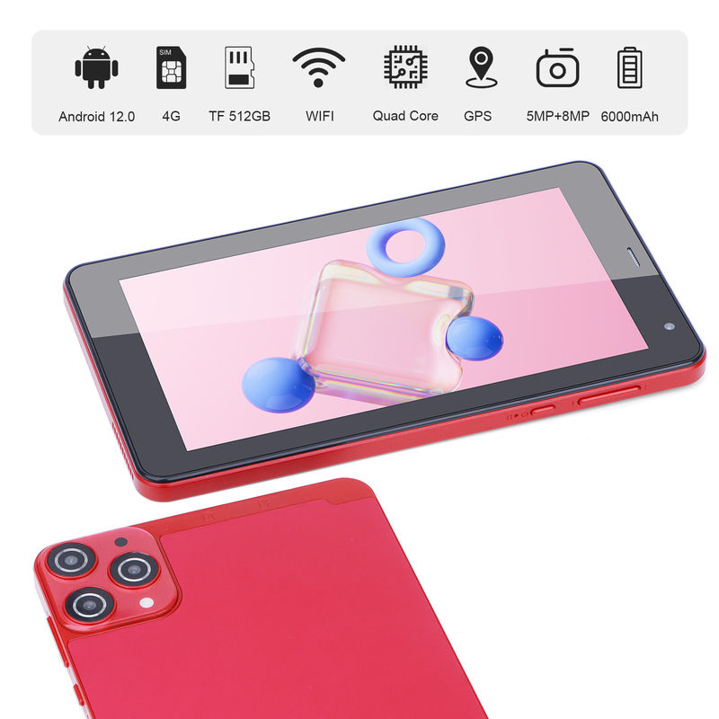 C Idea 7 Inch Small Tablets Quad Core WiFi 5G Android Tablet PC para Educação CM515 ((Red)