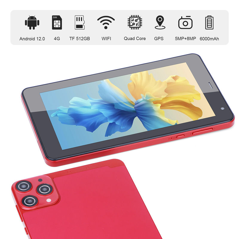 C Idea WiFi 5G Tablet 7 polegadas Tablets 6+128GB Quad Core Touch Screen para Educação CM515 ((Red)