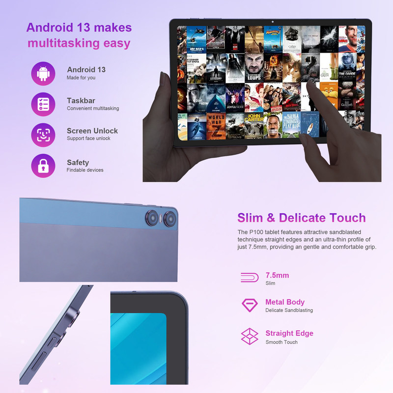 C ideia Android 13 Dual Camera 5MP+13MP Com 1200*2000 2K Screen 11 polegadas Tablet PC P100