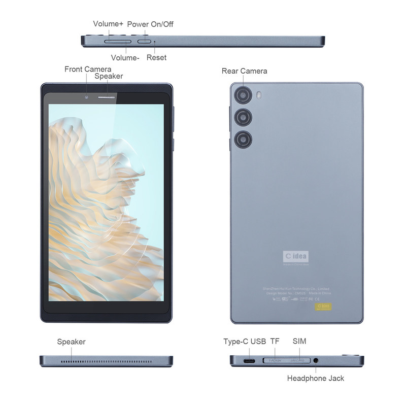 C Idea Android 12 Tablet Tablet educacional de 7 polegadas para estudantes com Stylus CM525