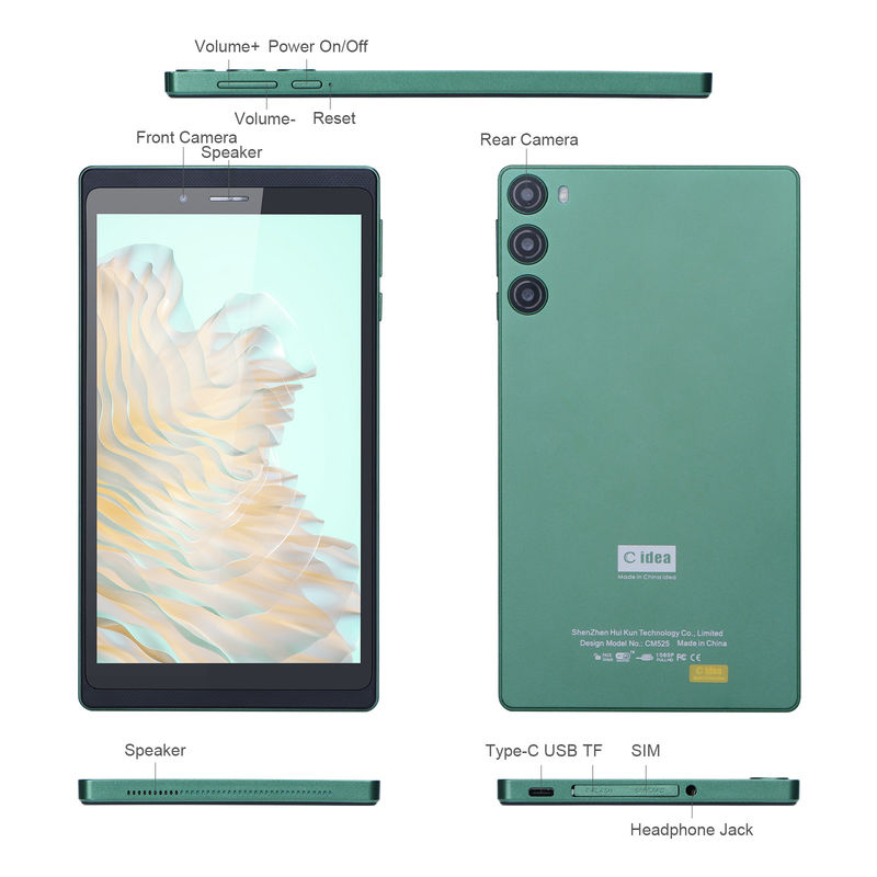 C Idea 7 polegadas 6GB + 128GB IPS tela 5MP + 8MP Android Tablet PC CM525 Verde