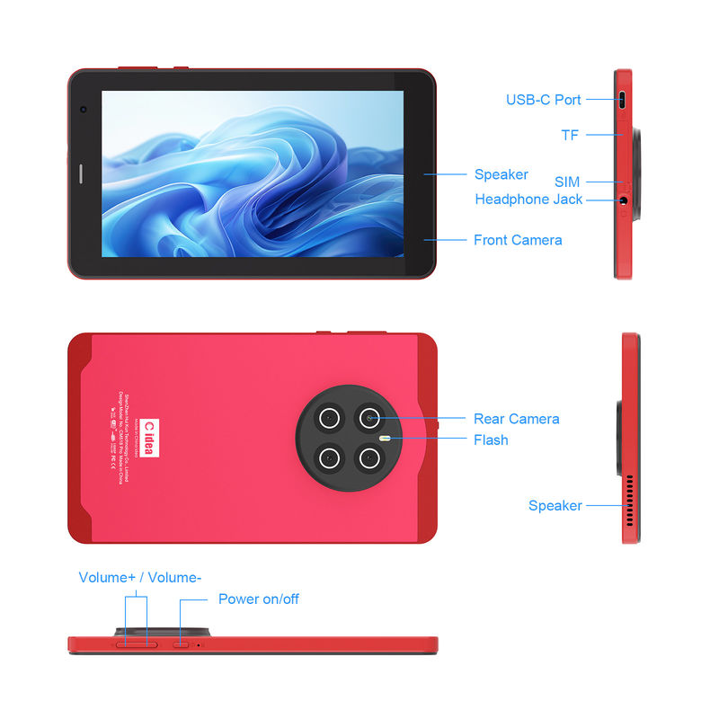 C Idea Android 13 Tablets com SIM Wifi 7 polegadas touch screen tablet para estudantes CM518 Pro vermelho