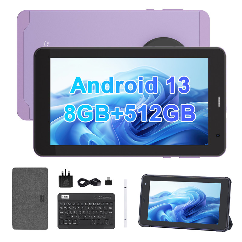 C Idea Android 13 com 6000mAh 7 polegadas tablets tablets educacionais PC com caneta CM518 Pro Purple