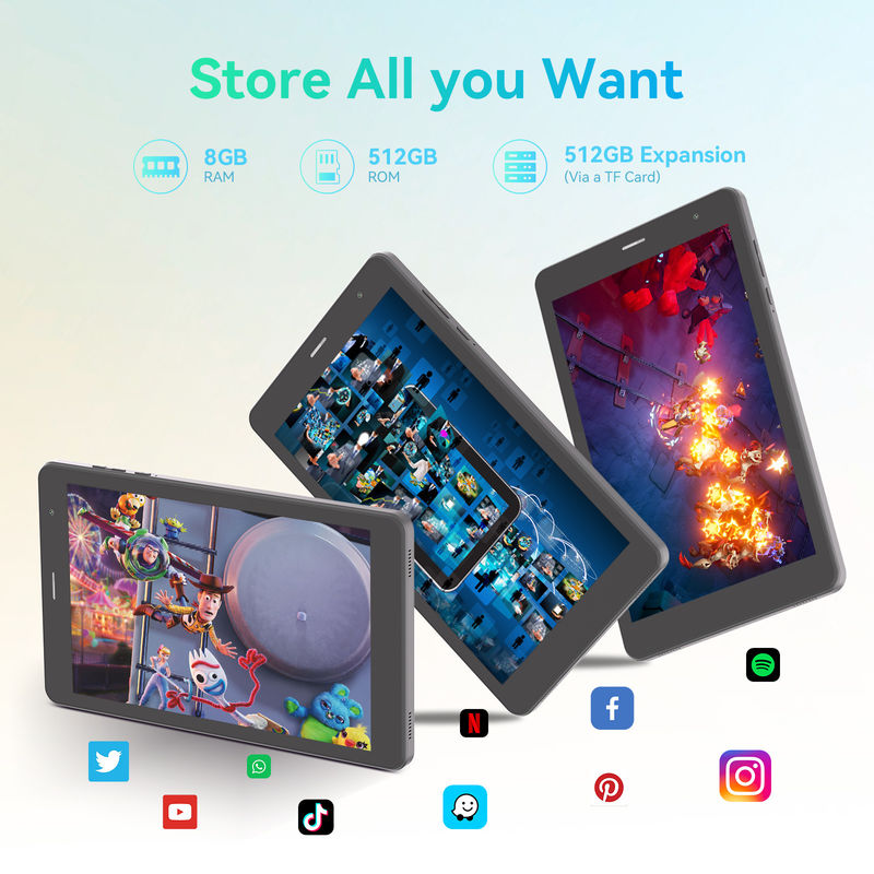 C Idea Quad Core Android Tablet Portátil 8 polegadas Tablet Para Estudantes Com SIM CM828 Preto