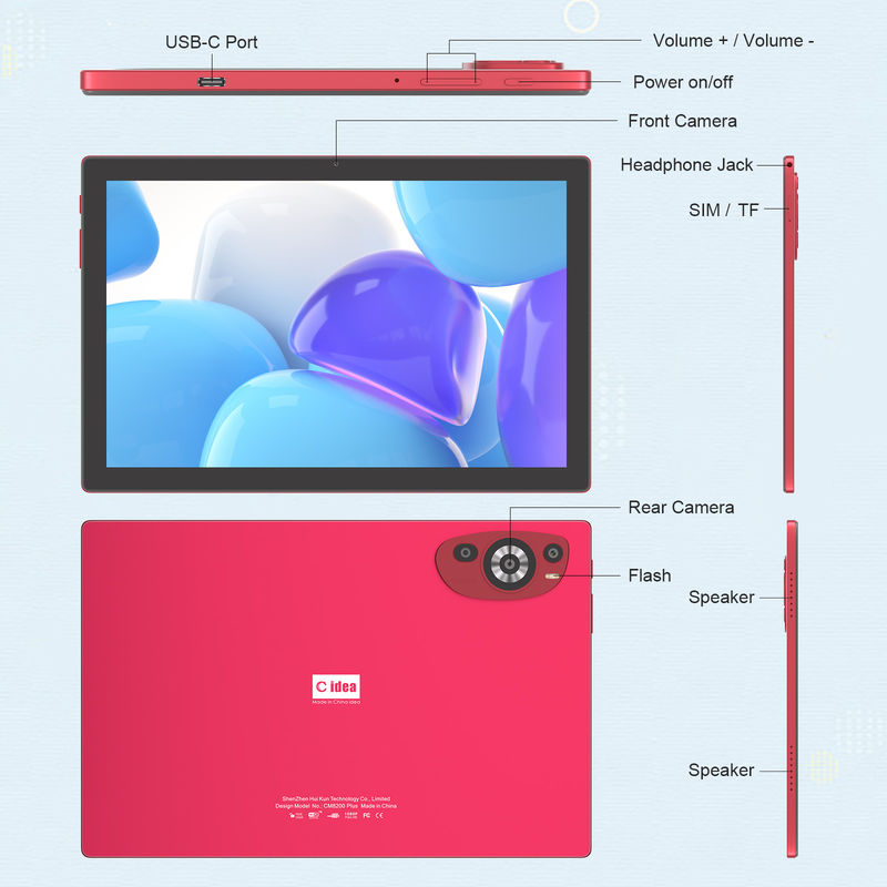 C Idea 10,1 polegadas Android 14 Smart Tablet Pc Com Suporte Sim Para Adolescentes CM8200Plus vermelho