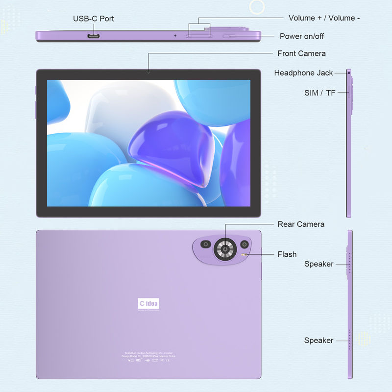 C Idea Android 14 Tab 512GB Tablet Educacional Para Estudantes Com teclado Cm8200plus roxo