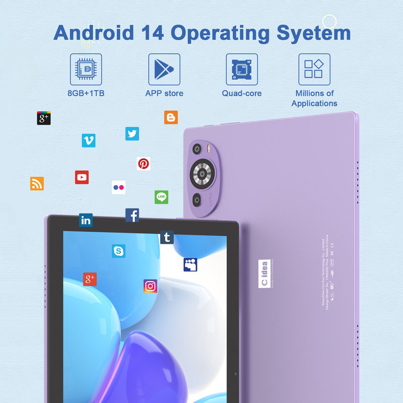 C Idea Android 14 Tab 512GB Tablet Educacional Para Estudantes Com teclado Cm8200plus roxo