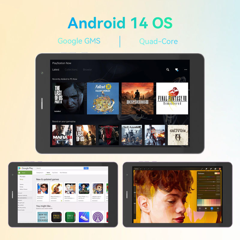 C Idea ODM Bateria longa de 8 polegadas 512 GB Dual Camera Octa-Core Processador Android Tablet Pc Com Caso Para Estudantes CM828 Prata