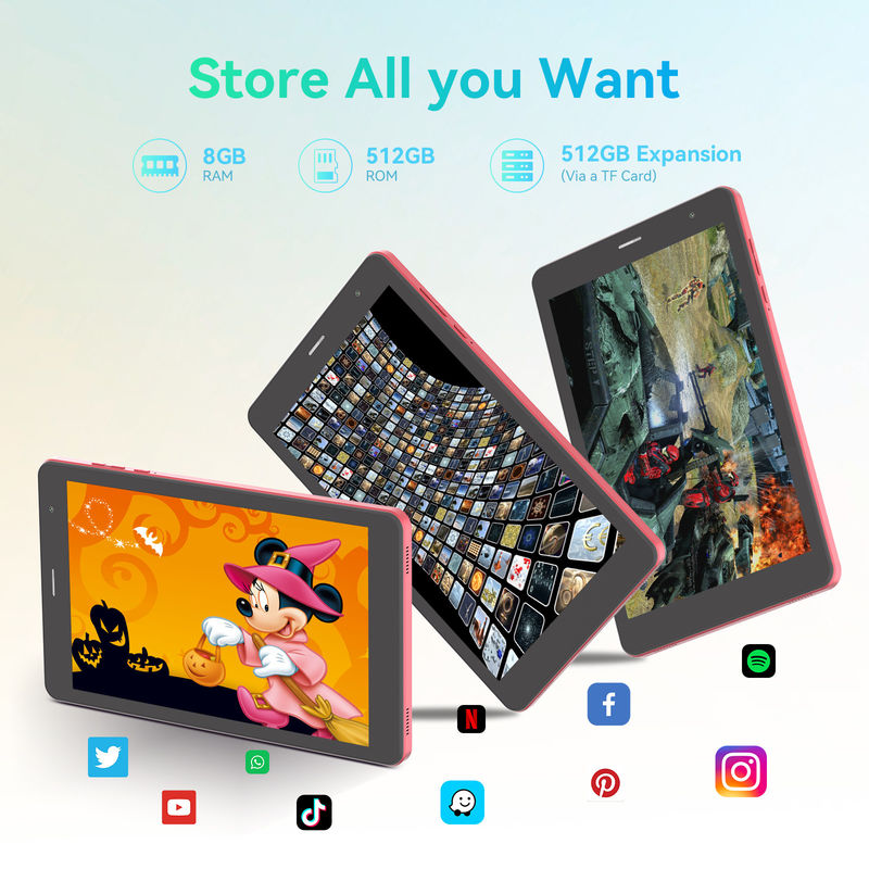 C Idea Factory 8 polegadas 800*1280hd IPS touchscreen 8+512gb 8000mah Dual Camera Android Tablet Pc Com Sim Para Estudantes CM828 Vermelho
