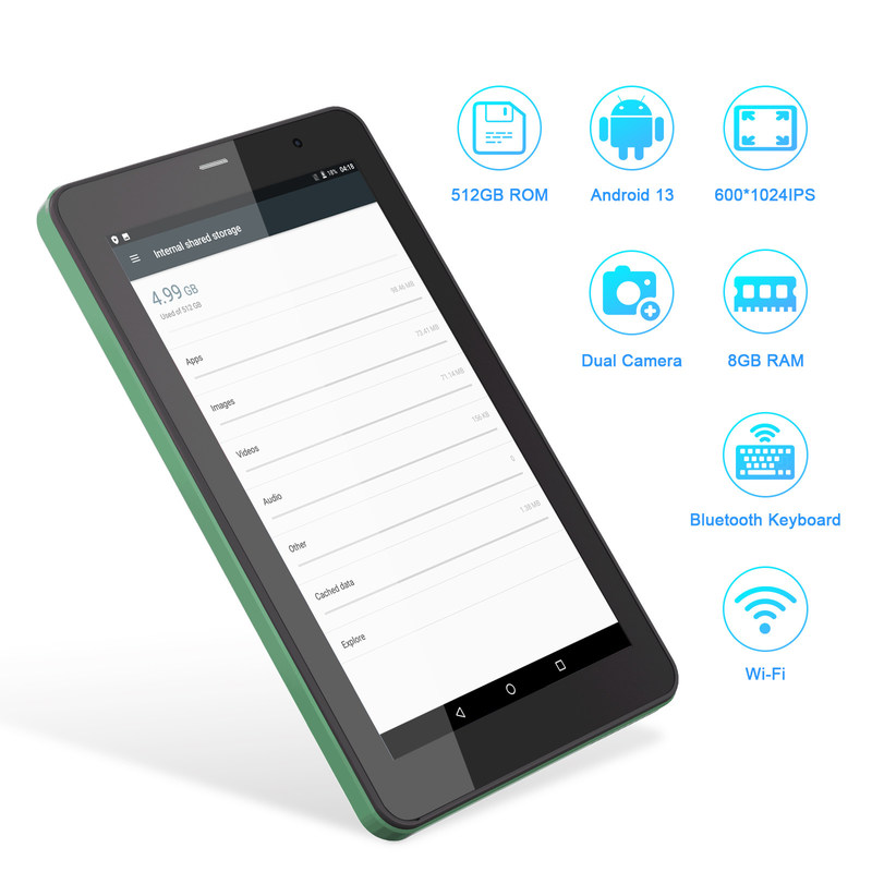 C Idea 7 Inch Tablet Pc Android 13, 8+512gb com Sim-compatível Smart Tablet Para Estudantes CM518pro Verde