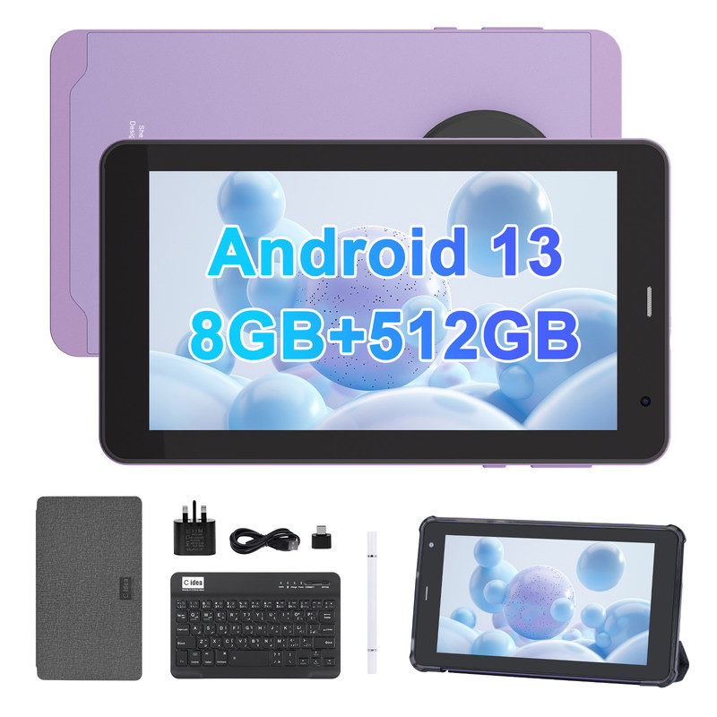 C Idea Android 13 Educational Tablet, 8+512GB, Tablet portátil de 7 polegadas com suporte a SIM  CM518pro Purple
