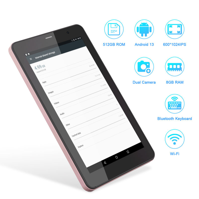 C Idea 7 polegadas Android Tab, 8+512GB, Quad Core, Educational Tablet Perfeito para Estudantes CM518pro Pink