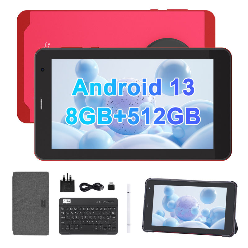C Idea Tablet Android 13 de 7 polegadas, Dual Câmera, Suporte Sim, Tablets de tela sensível ao toque para alunos CM518pro Vermelho