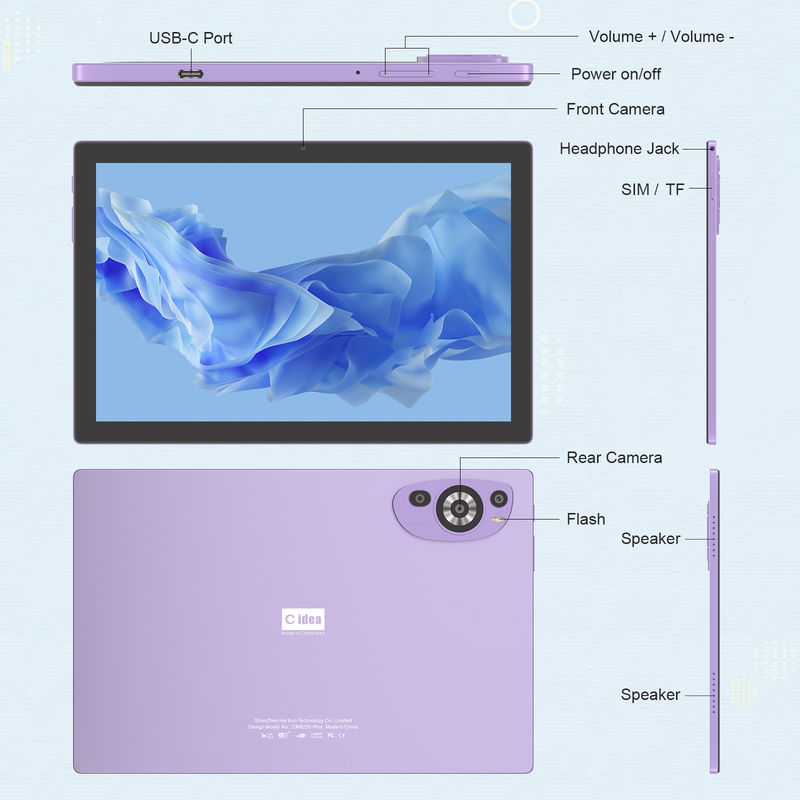 C Idea 10 polegadas 512 GB Android 14 Educational Tablet para estudantes com SIM CM8200Plus Purple