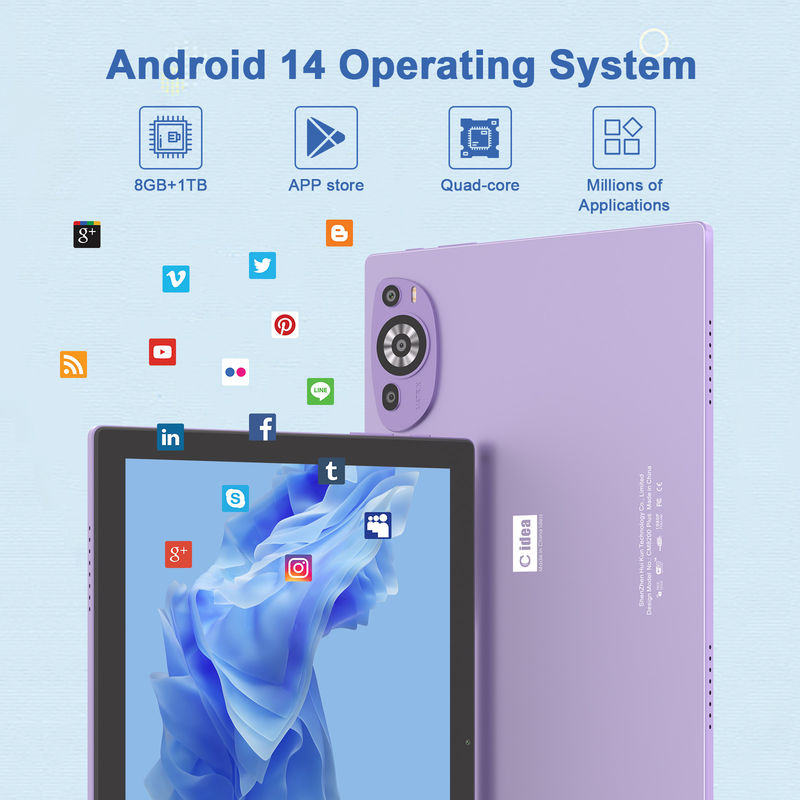 C Idea 10 polegadas 512 GB Android 14 Educational Tablet para estudantes com SIM CM8200Plus Purple