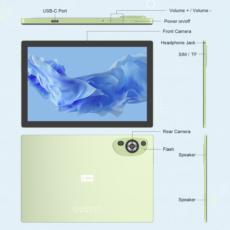 C Idea WIFI Android 14 Tablets de tela sensível ao toque com teclado e mouse CM8200plus Verde