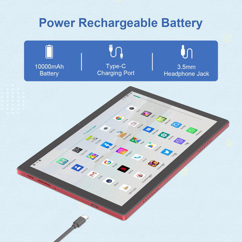 C Idea 10,1 polegadas Android 14 Smart Tablet Pc com Dual SIM e Pen CM8200Plus vermelho