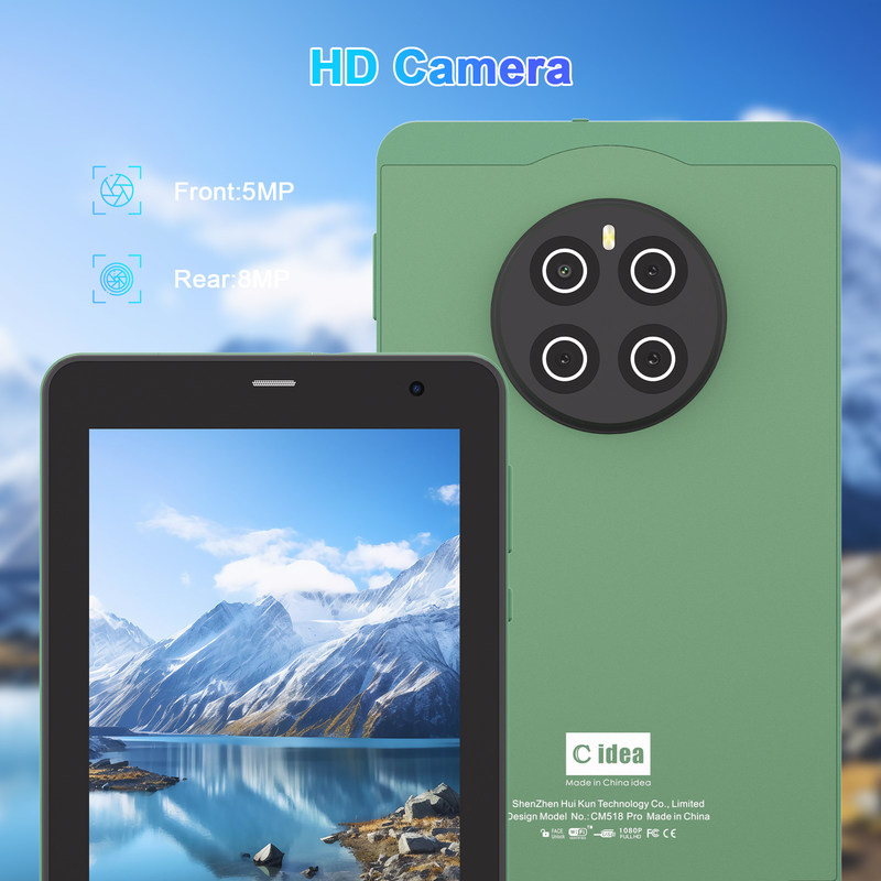 C Idea Tablet de 7 polegadas com SIM Wifi Android Smart Tablet PC CM518 Pro Verde
