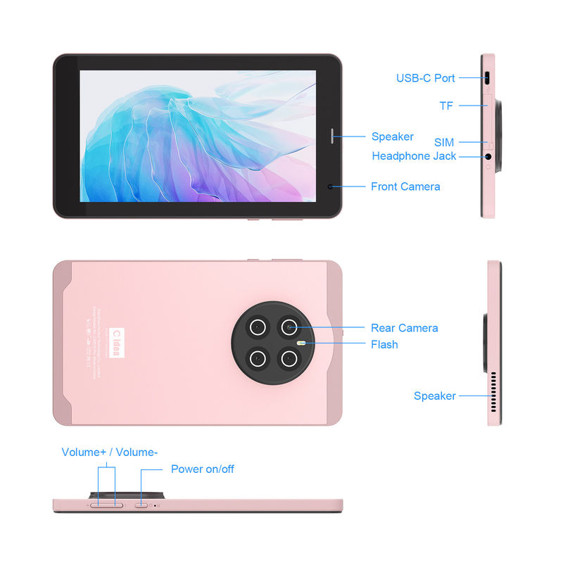 C Idea Tabletes de 7 polegadas com SIM Wifi Android Tablet PC CM518 Pro Pink
