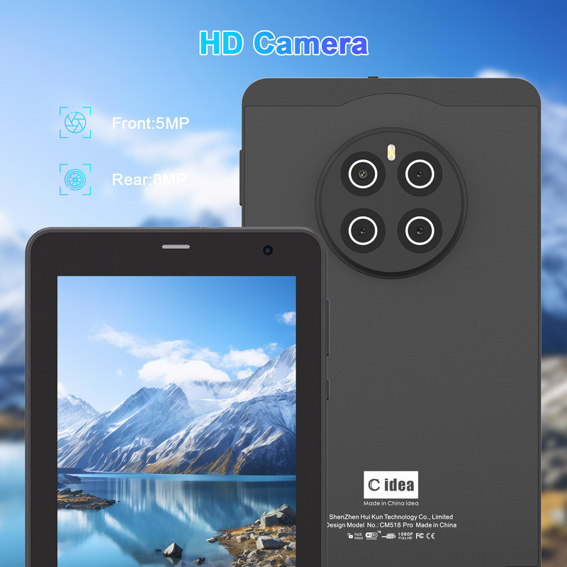 C Idea Android 13 Tablet 512GB Com SIM 7 polegadas Tablet PC CM518 Pro Preto