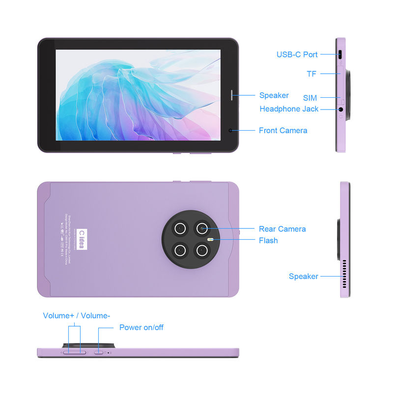 C Idea Android 13 com 6000mAh 7 polegadas tablets tablet educacional PC CM518 Pro Purple