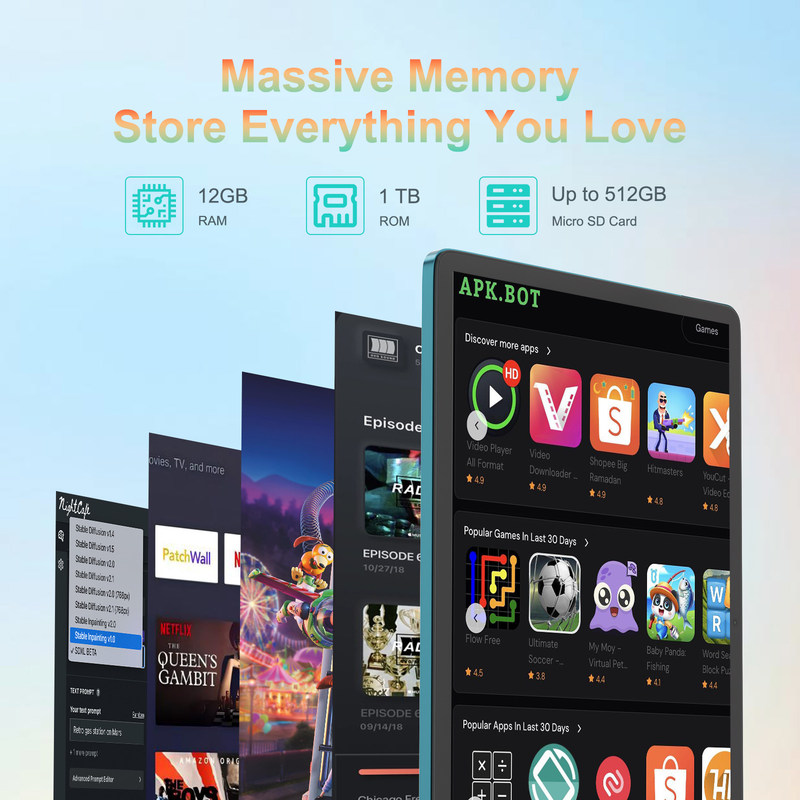 C Idea 14 Inch Tablet Large Storage Smart Tablet PC com teclado CM14000 mais azul