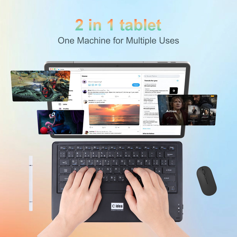 C Idea Tablet de 14 polegadas 5G Tablet de tela sensível ao toque para estudantes CM14000 Plus Cinza