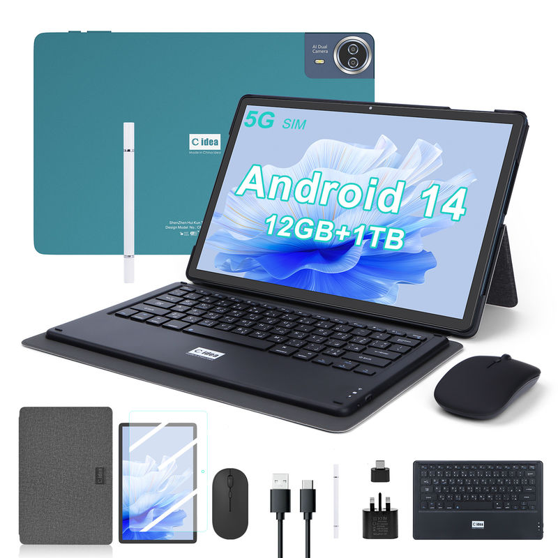 C Idea 14 Inch Tablet Large Battery Smart Tablet PC com teclado e mouse CM14000 mais azul
