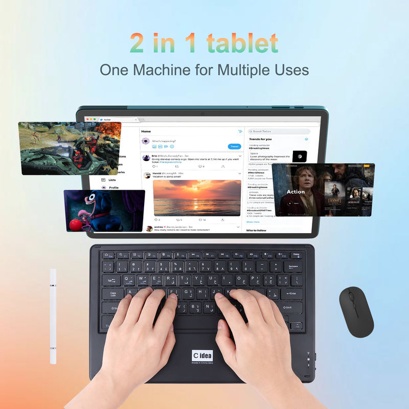 C Idea 14 Inch Tablet Large Battery Smart Tablet PC com teclado e mouse CM14000 mais azul