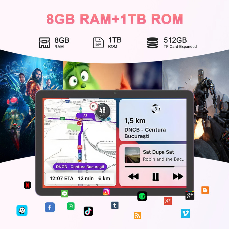 C Idea Tablet 5G com Dual SIM 10 polegadas Tablet Pc para Educação CM8300 Plus Roxo