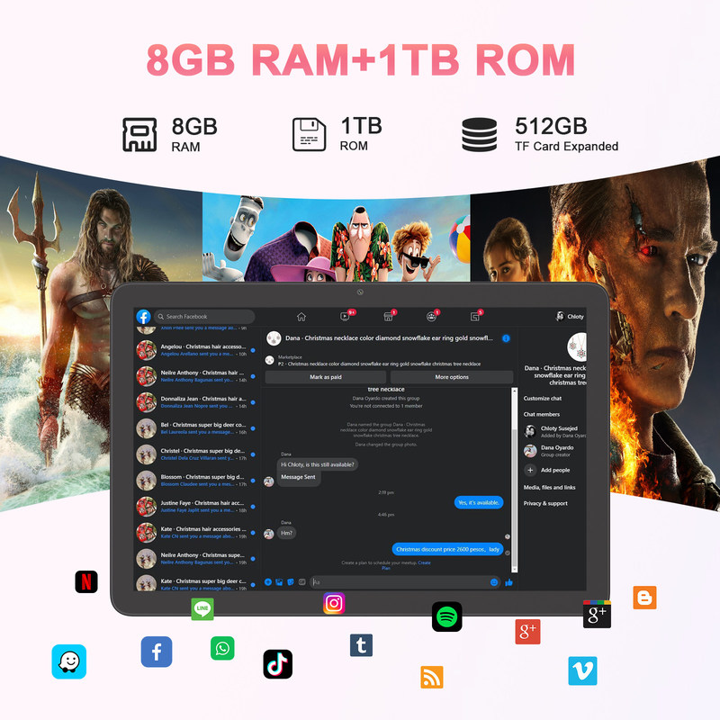 C Idea 10,1 polegadas 5G LTE Tablet com Cartão Sim Slot Touch Screen Tablet Pc M8300 Plus Preto