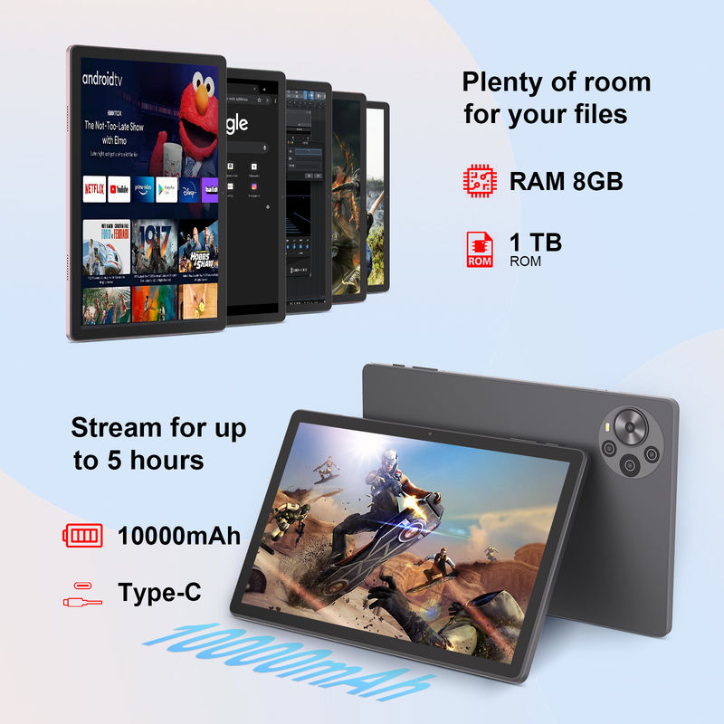 C Idea 10.5 Inch Tablet PC 2K Screen O mais novo tablet Android para estudantes Cm10500 Plus Cinza