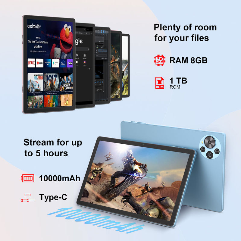 C Idea 10,5 polegadas Android 14 Tablet 2k Screen Smart Tablet PC CM10500 Plus Azul