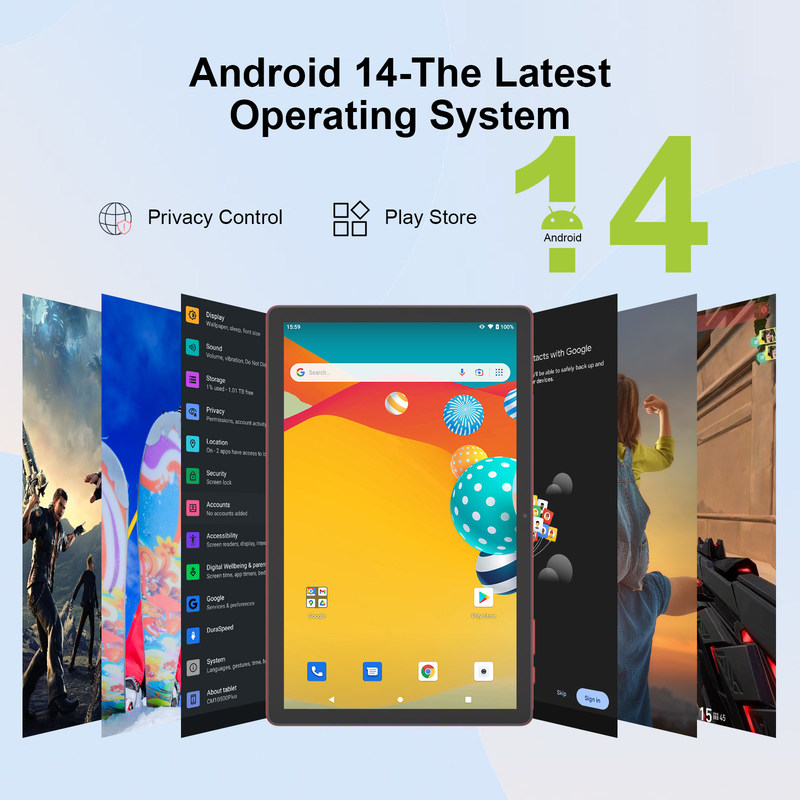 C Idea Android 14 Tablet 2k Screen Tablet educacional para estudantes com teclado e mouse CM10500 Plus Vermelho