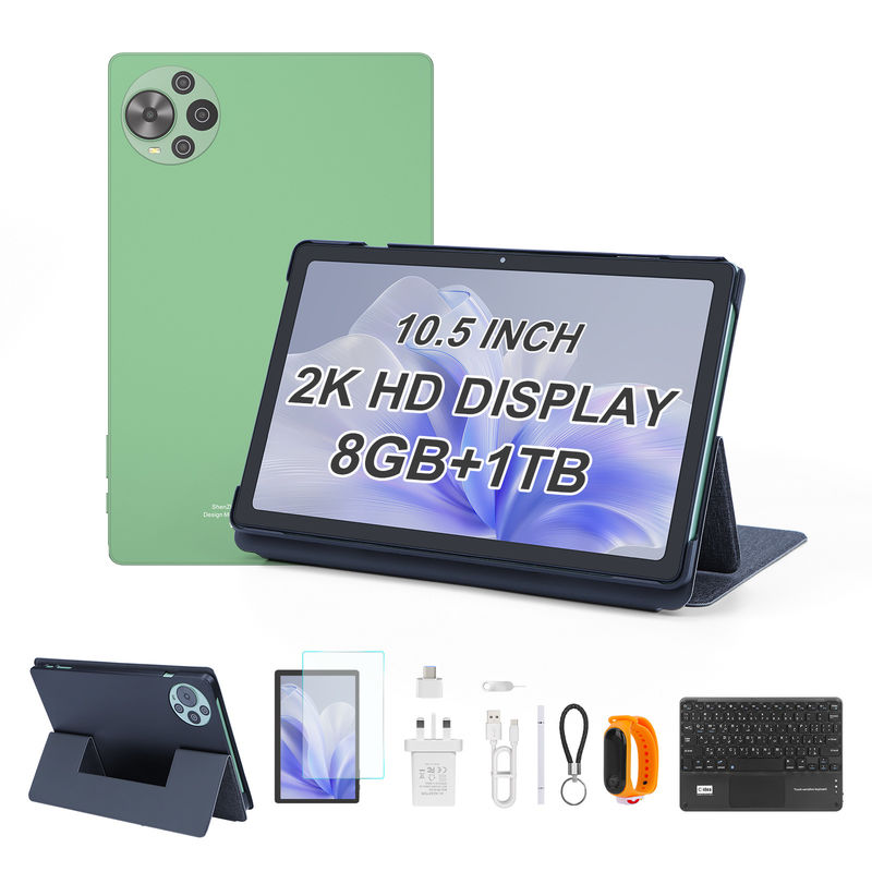 C Idea Mais recente 10,5 polegadas Android 14 Tablet PC 2k Touch Screen Tablet com SIM CM10500 Plus verde