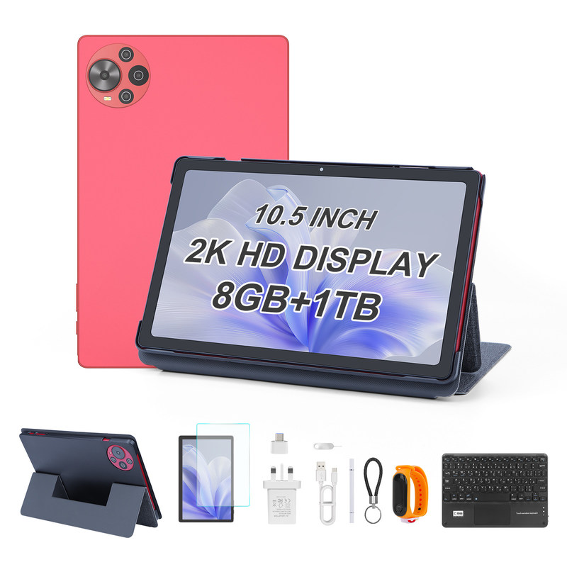 C Idea Android 14 Tablet 2k Screen Tablet educacional para estudantes com teclado e mouse CM10500 Plus Vermelho