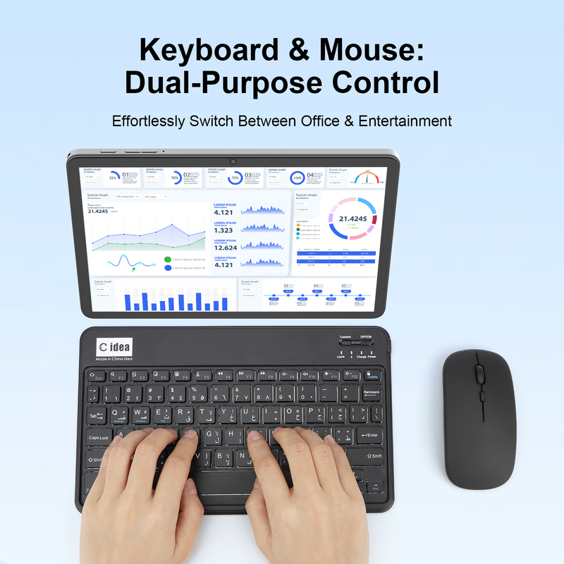 Tablet PC C Idea de 10,1 polegadas Android 15 com teclado e mouse CM8800plus Cinza