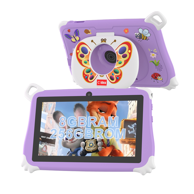 Tablet Infantil C Idea Android 15 8+256GB Educacional Kidspad com APP Amigável CM86 roxo