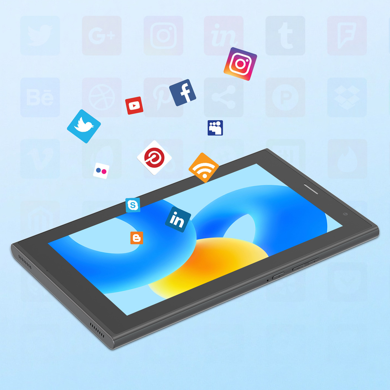 Tablet C idea de 7 polegadas com Wi-Fi e capa, 8+256GB de armazenamento, processador Quad Core, tela IPS touchscreen 600x1024 CM524 cinza