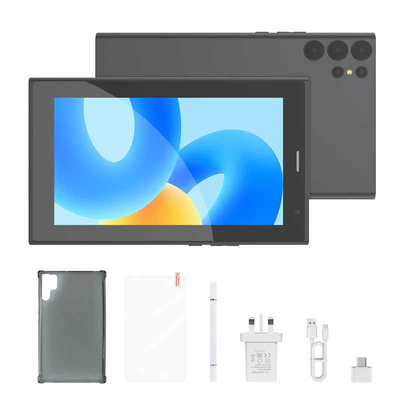 Tablet C idea de 7 polegadas com Wi-Fi e capa, 8+256GB de armazenamento, processador Quad Core, tela IPS touchscreen 600x1024 CM524 cinza