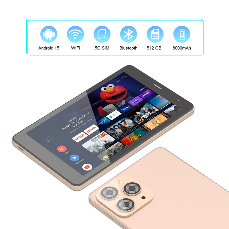C ideia Tablet Wifi de 8 polegadas com 8+512GB de armazenamento Quad Core Processador 800x1280 IPS Touchscreen CM817 Pro dourado